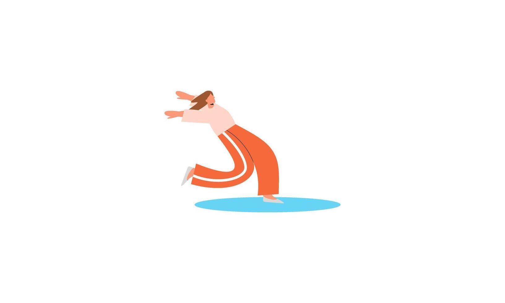 Falling people illustration. Adult man woman character fall on slippery surface. Dangerous action, h vector