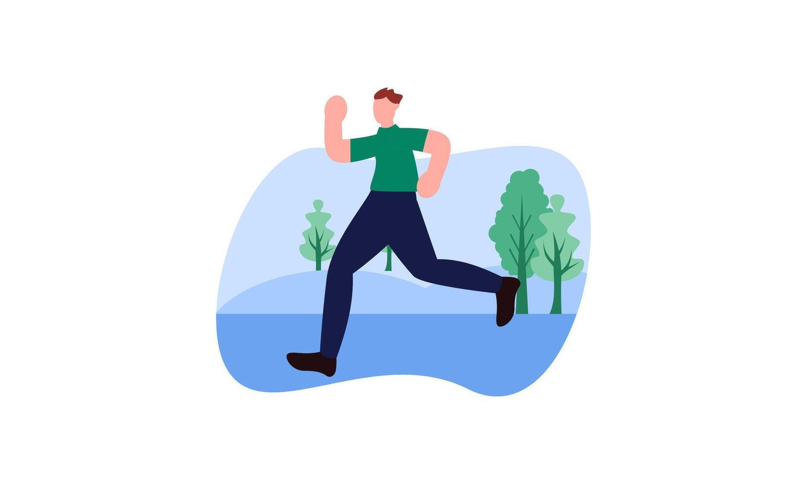 People jogging illustration. Active healthy joggers. Men, women runners running, training outdoors vector