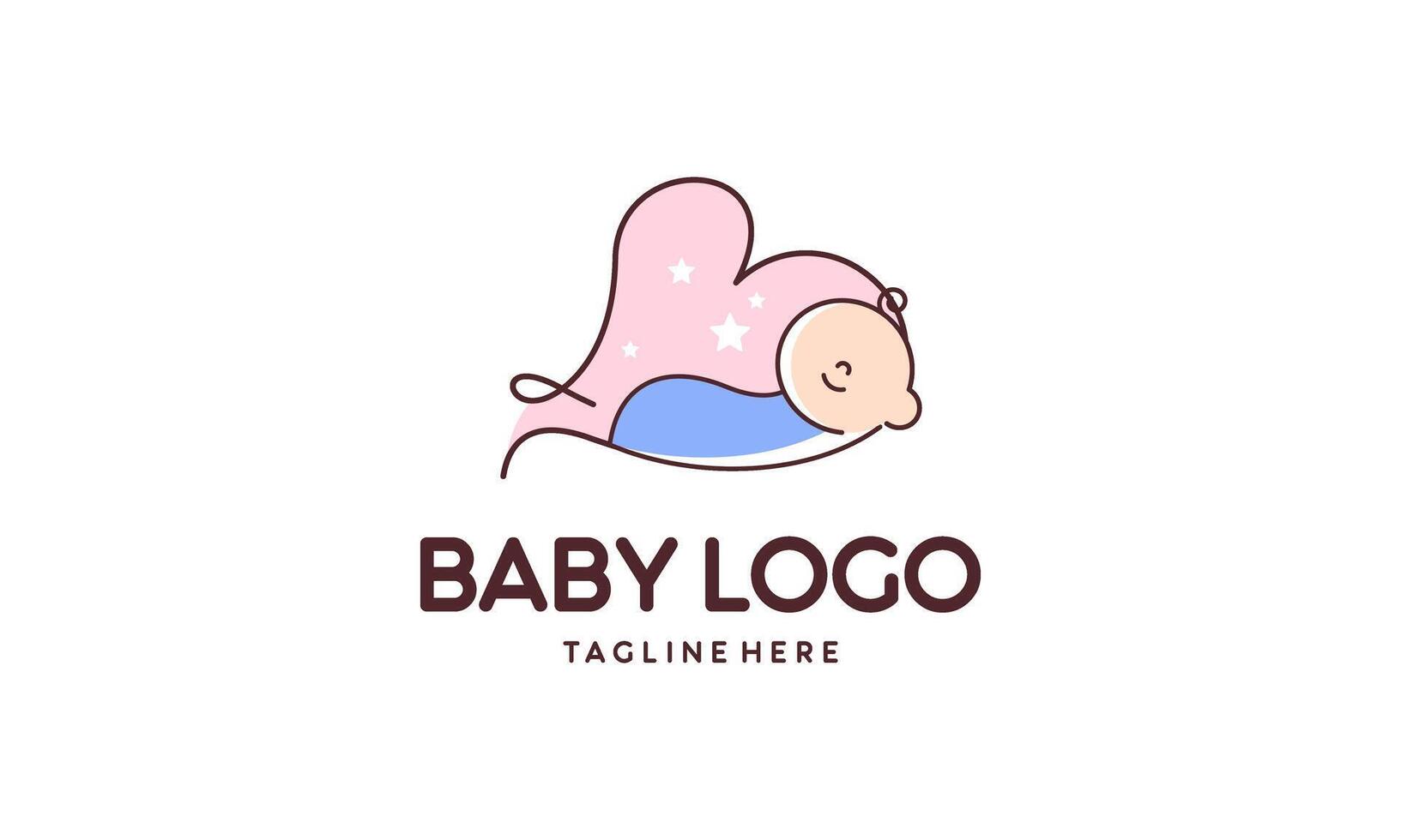 Baby mascot logo sleeping love mom comfortably vector