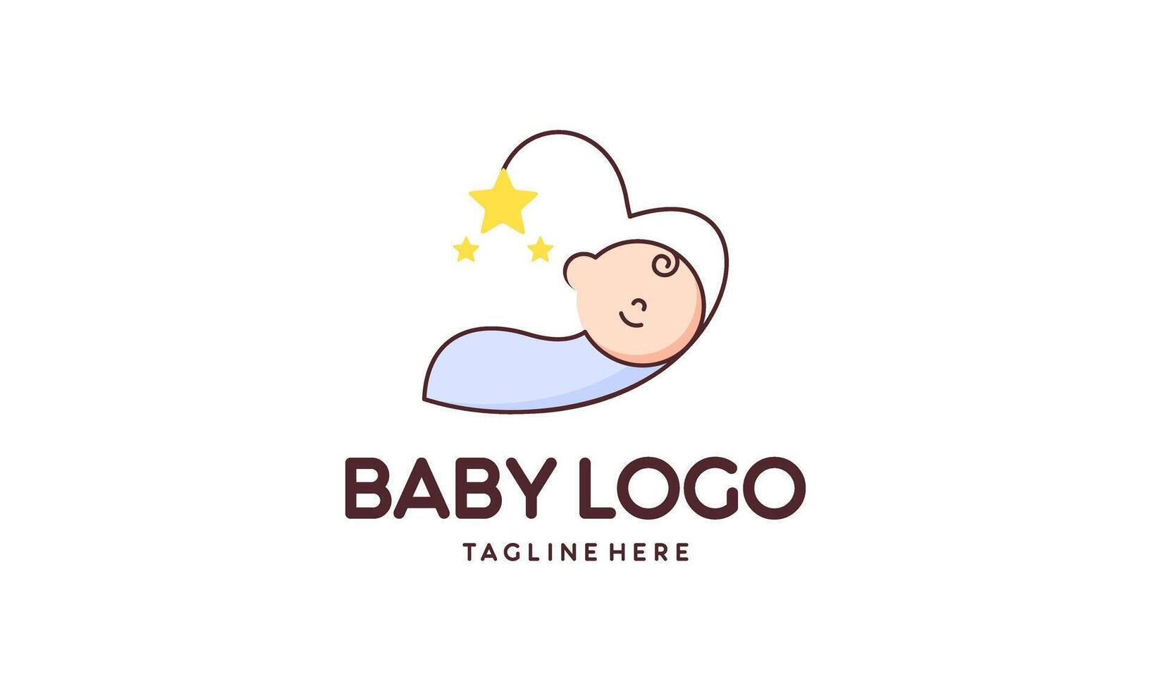 Baby mascot logo sleeping love mom comfortably vector