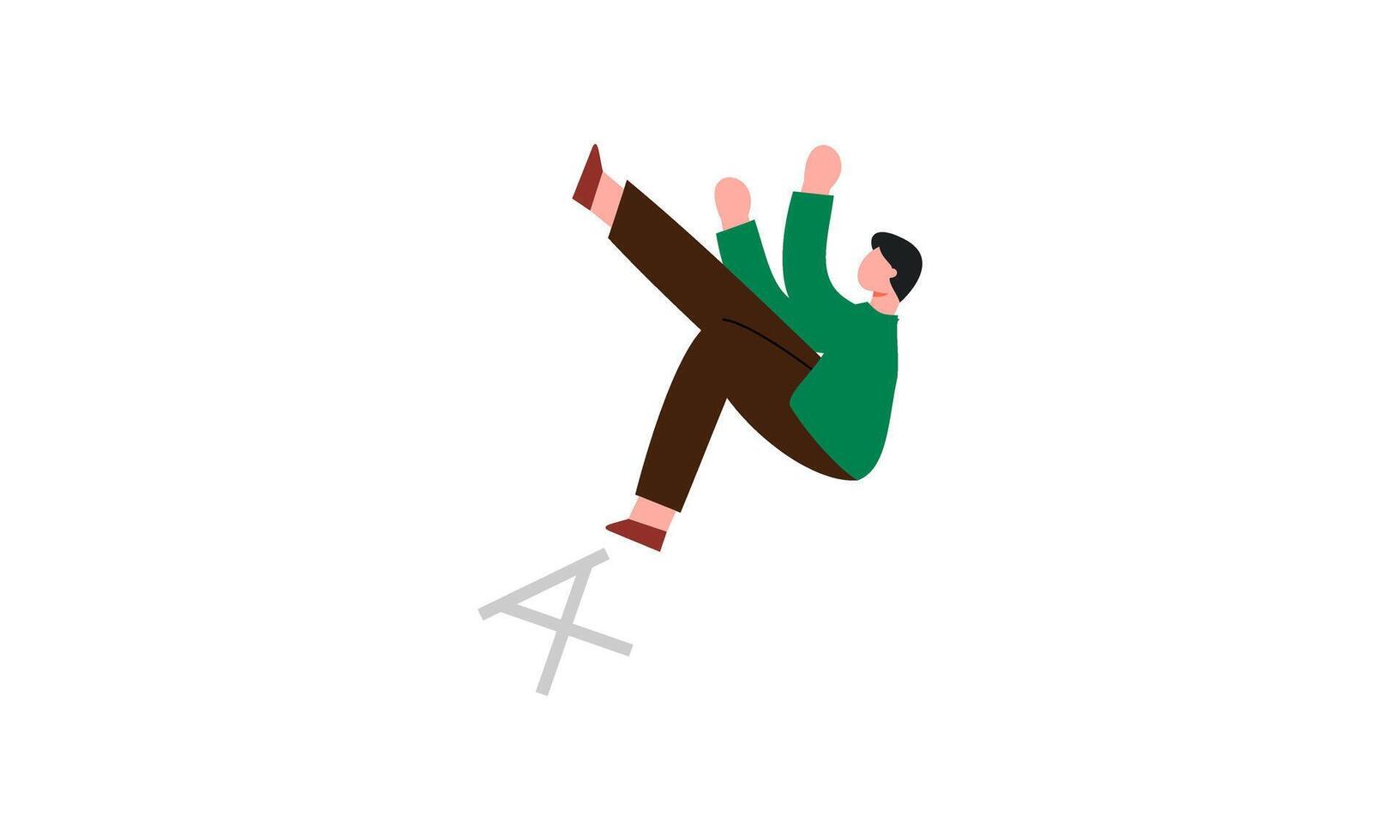 Falling people illustration. Adult man woman character fall on slippery surface. Dangerous action, h vector