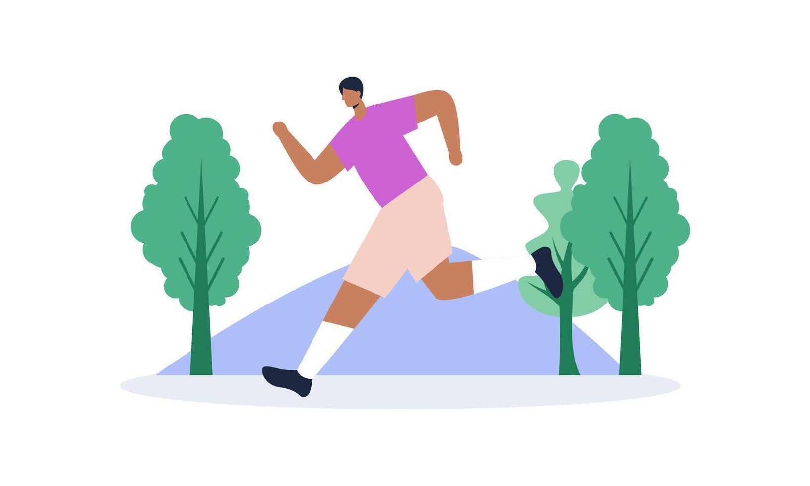 People jogging illustration. Active healthy joggers. Men, women runners running, training outdoors vector