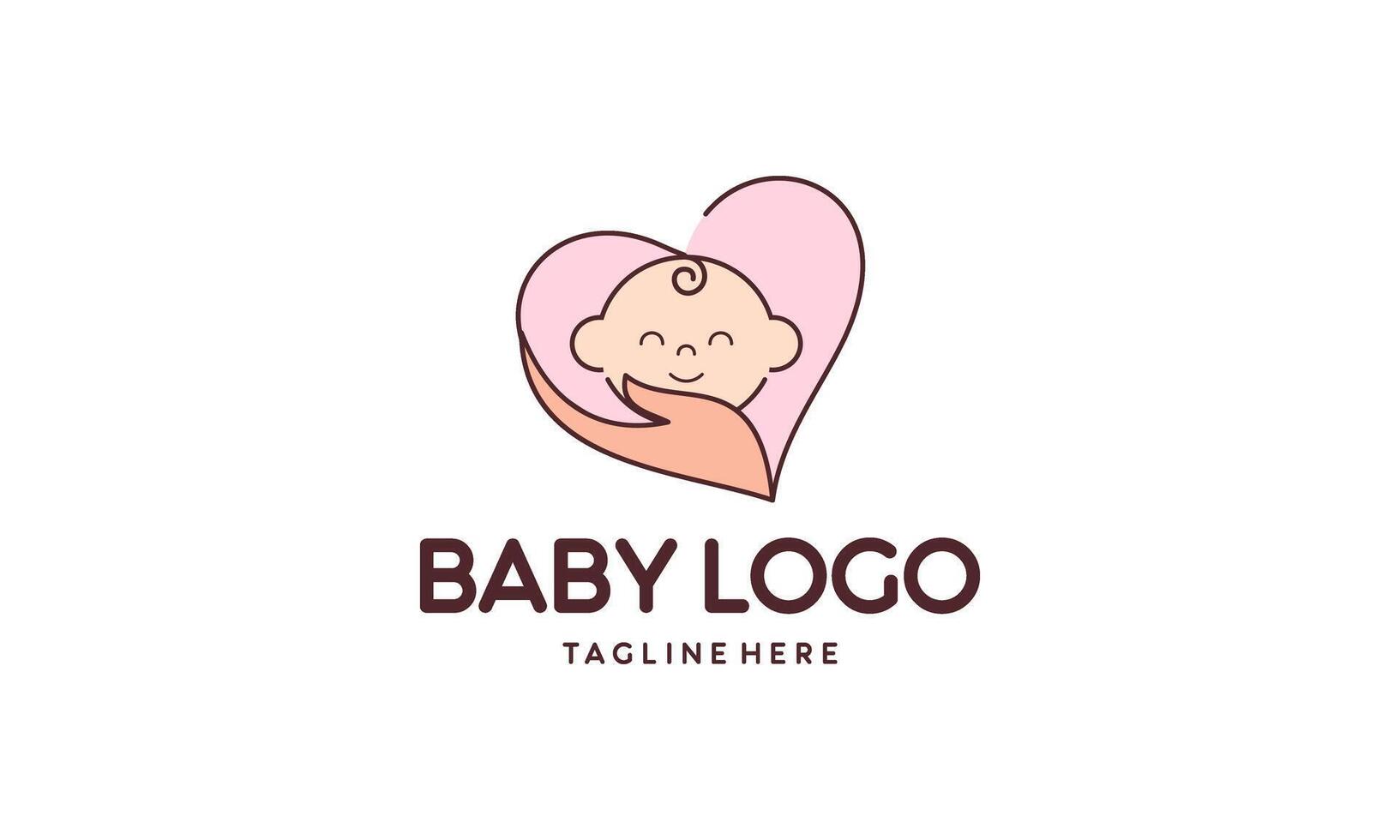 Baby mascot logo sleeping love mom comfortably vector