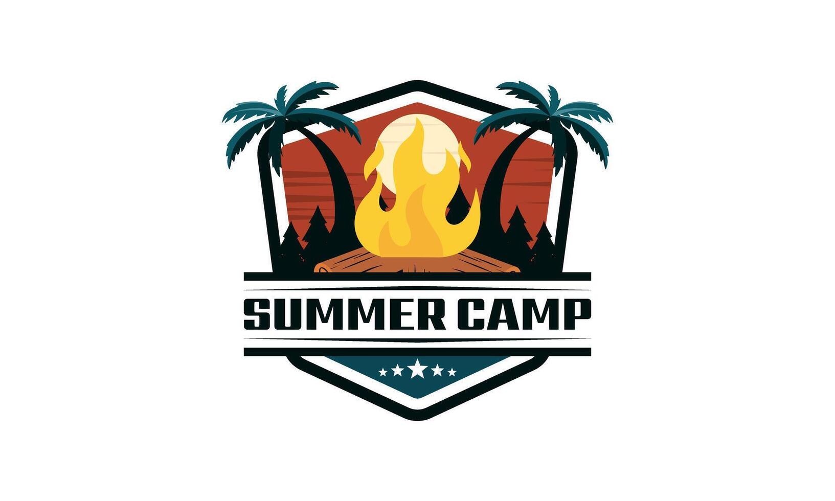 Summer camping logo isolated on background vector