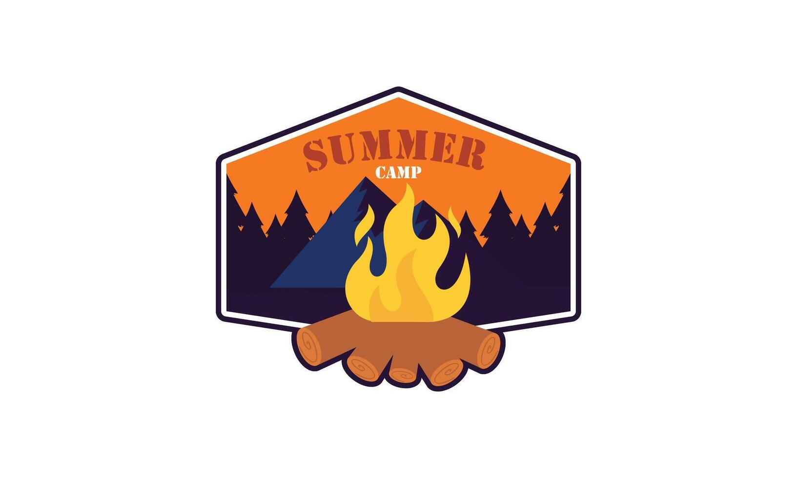 Summer camping logo isolated on background vector