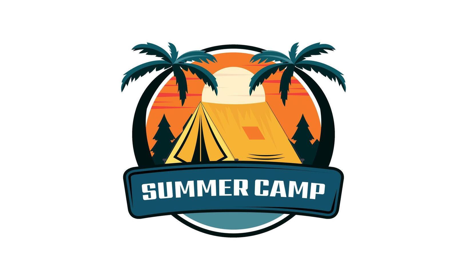 Summer camping logo isolated on background vector