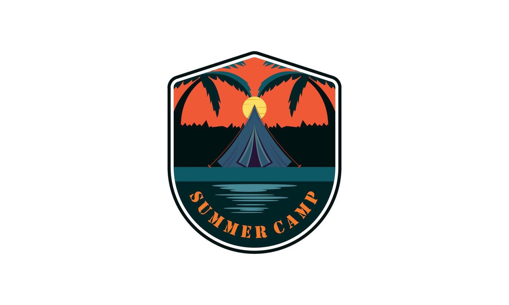Summer camping logo isolated on background vector