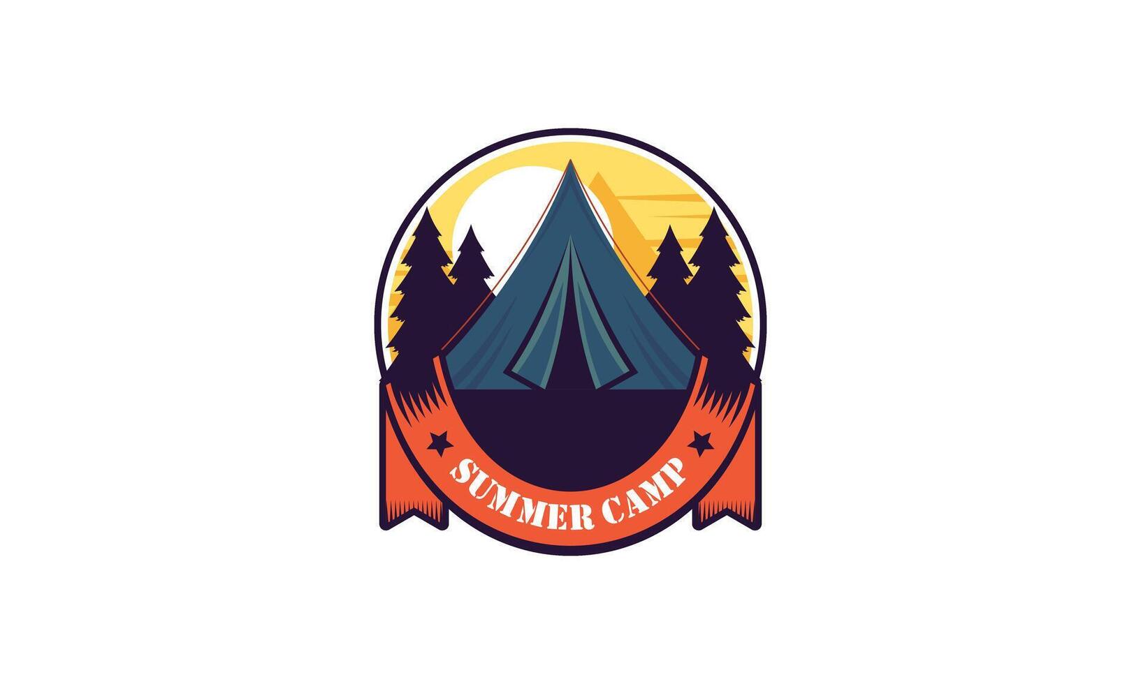 Summer camping logo isolated on background vector