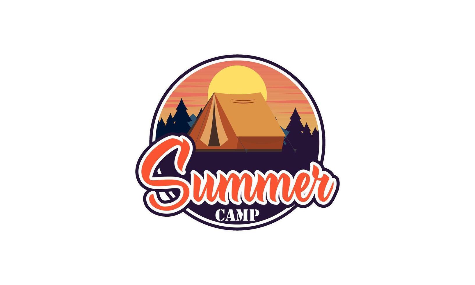 Summer camping logo isolated on background vector