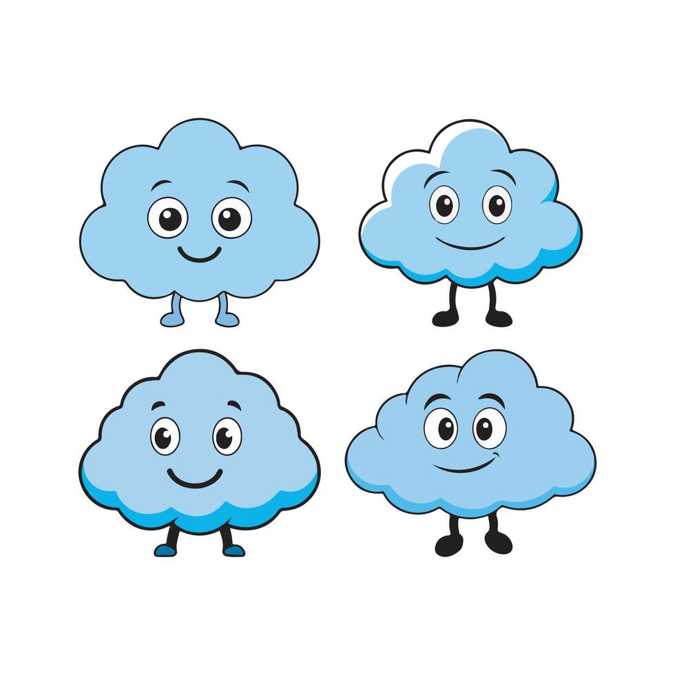 Cloud cartoon character illustration set. vector