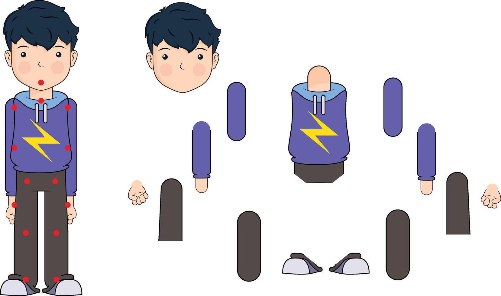 Boy character model sheet. front view vector