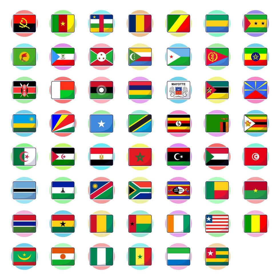 Flat cartoon of West Asian countries flag icon mascot collection vector