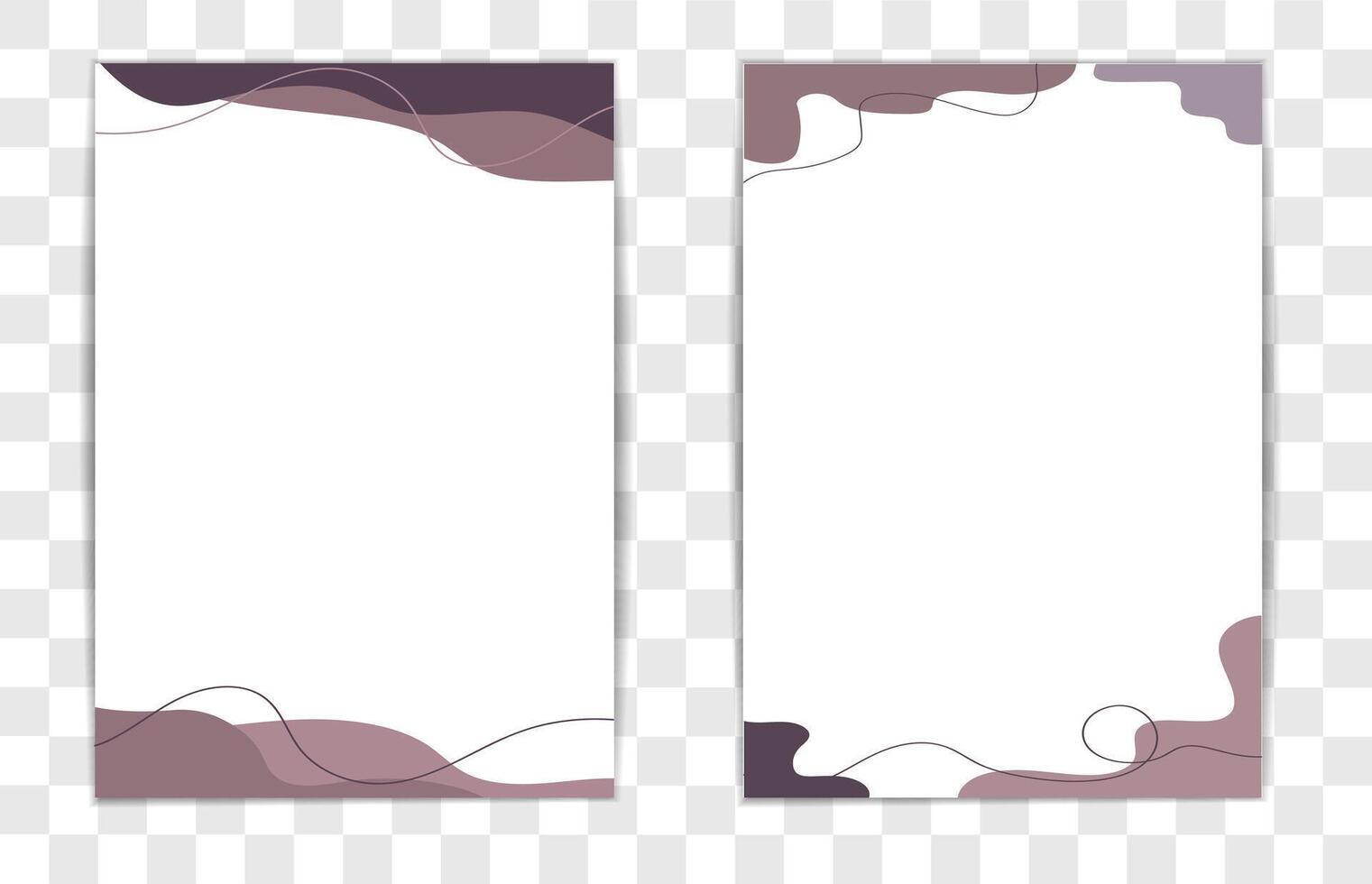 illustration features an A4 paper template with abstract, soft purple and maroon fluid shapes at the corners. It is ideal for designing elegant and professional-looking invoices or stationery vector