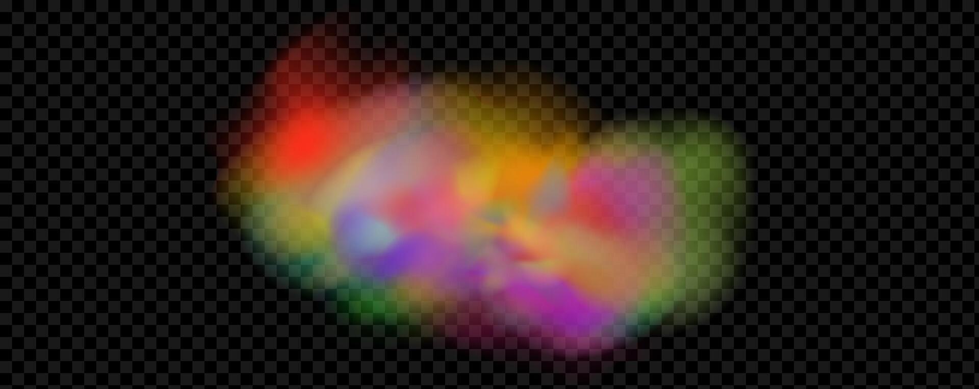 An explosion of colorful smoke clouds.Multicolor fog with blue and yellow particles.Explosions of color powder. vector