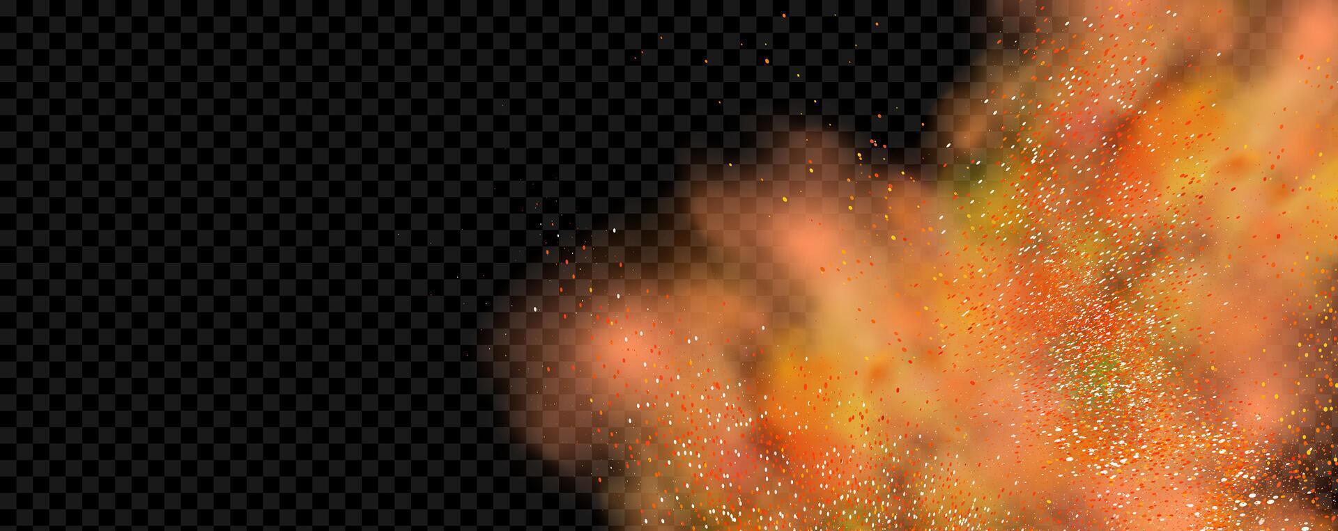 An explosion of colorful smoke clouds.Multicolor fog with blue and yellow particles.Explosions of color powder. vector