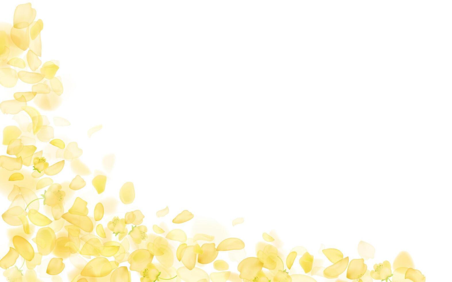 Flying yellow rose or sakura petals.Floral background. vector