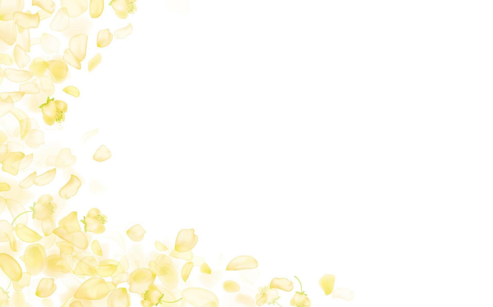 Flying yellow rose or sakura petals.Floral background. vector