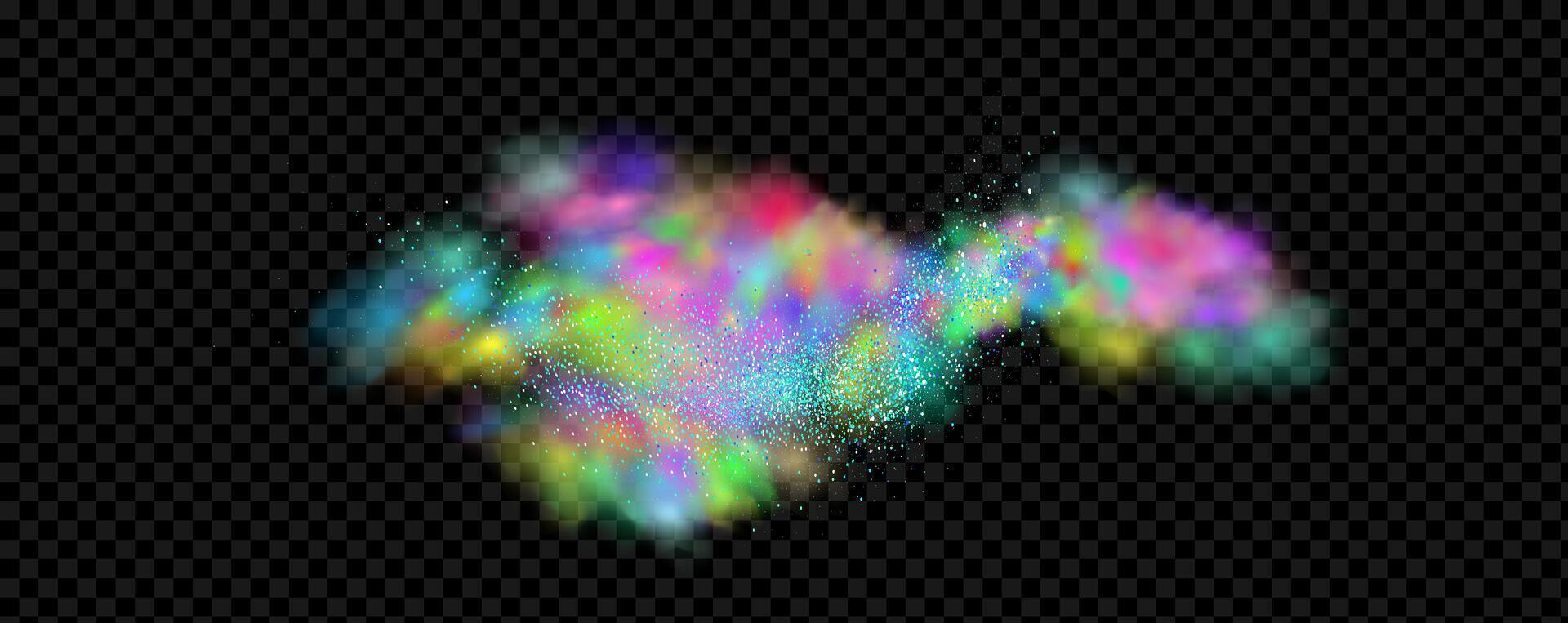 An explosion of colorful smoke clouds.Multicolor fog with blue and yellow particles.Explosions of color powder. vector
