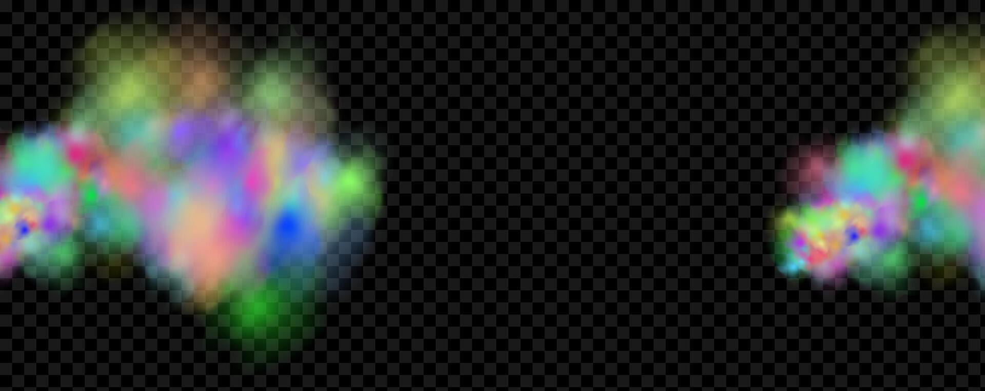An explosion of colorful smoke clouds.Multicolor fog with blue and yellow particles.Explosions of color powder. vector