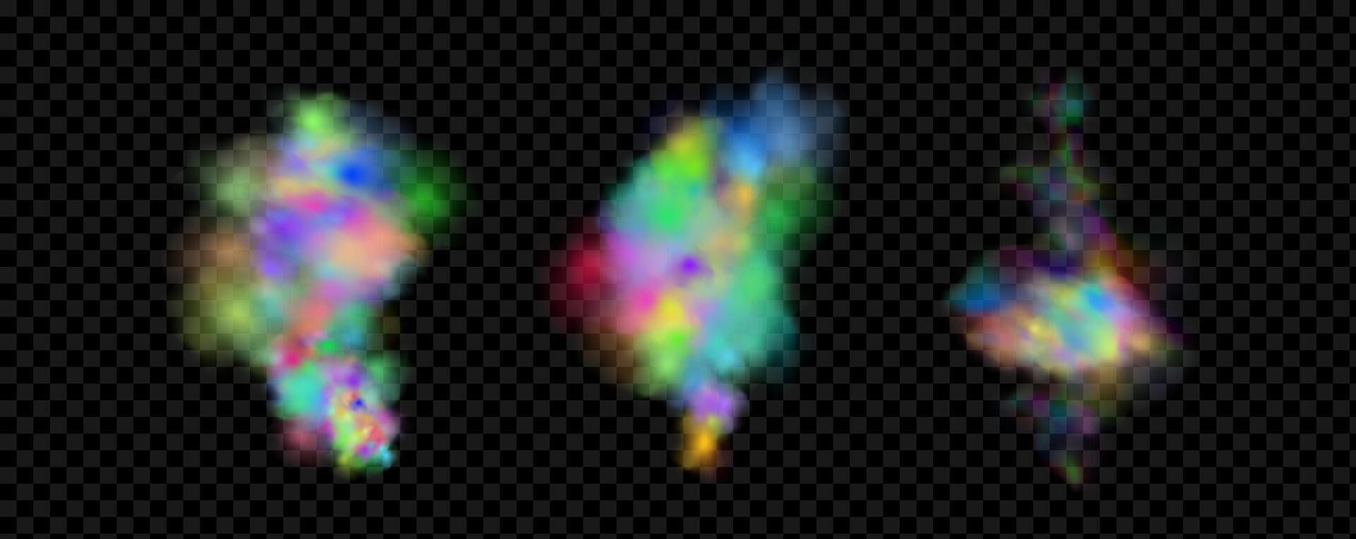 An explosion of colorful smoke clouds.Multicolor fog with blue and yellow particles.Explosions of color powder. vector