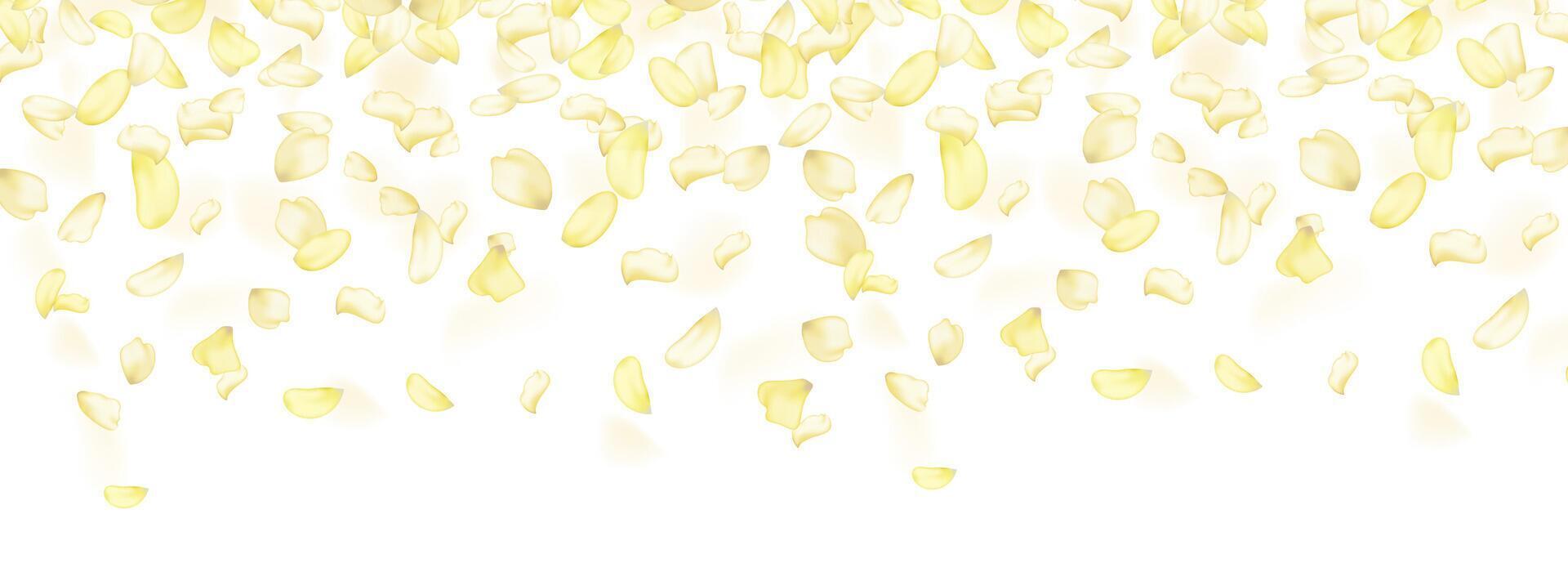 Flying yellow rose or sakura petals.Floral background. vector