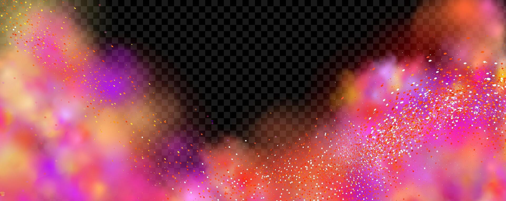 An explosion of colorful smoke clouds.Multicolor fog with blue and yellow particles.Explosions of color powder. vector