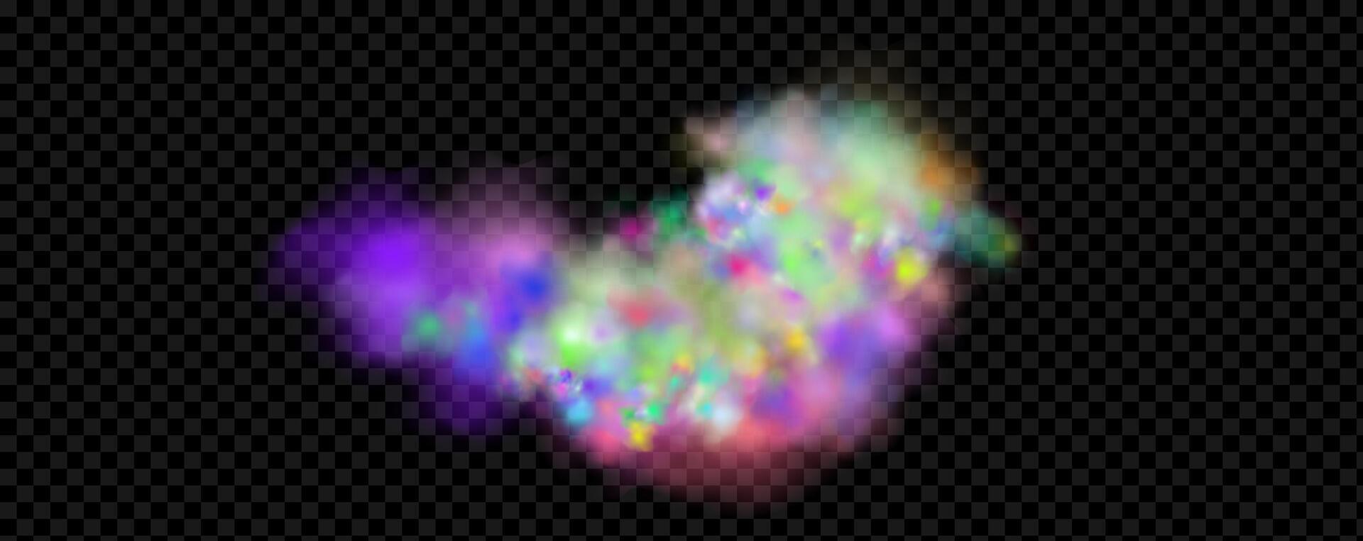 An explosion of colorful smoke clouds.Multicolor fog with blue and yellow particles.Explosions of color powder. vector