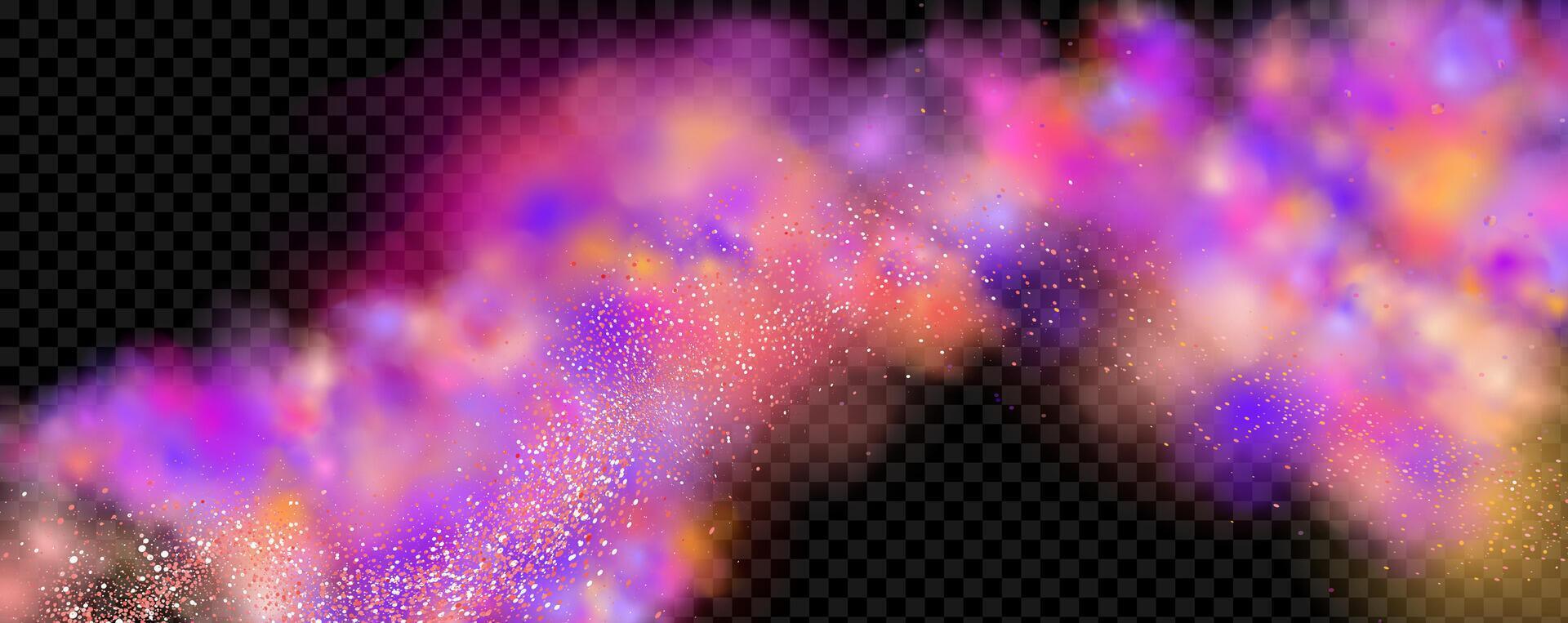 An explosion of colorful smoke clouds.Multicolor fog with blue and yellow particles.Explosions of color powder. vector