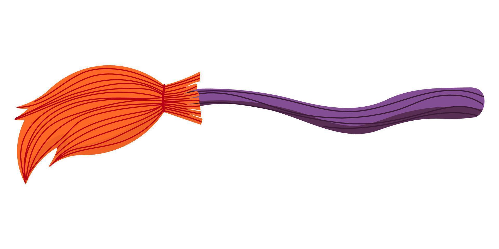 Halloween single doodle element. Cute witch's broom. vector