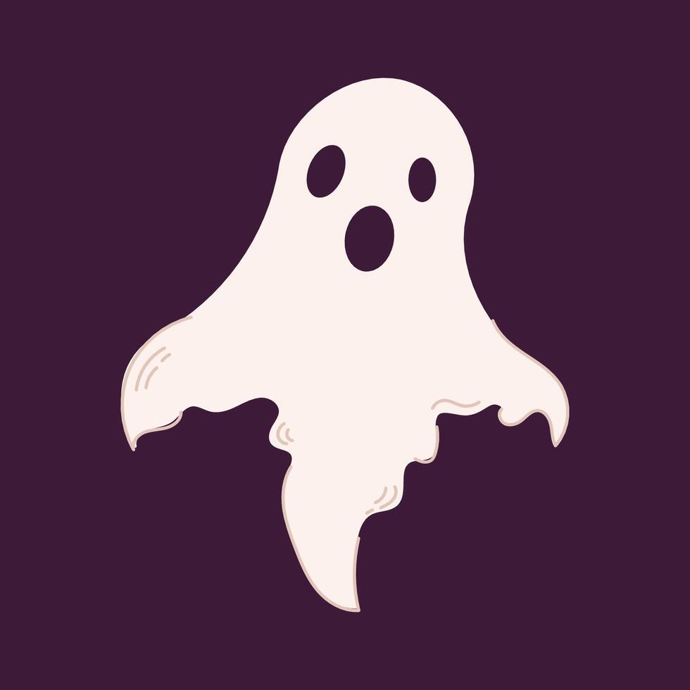 Halloween single doodle element. Cute ghost. vector