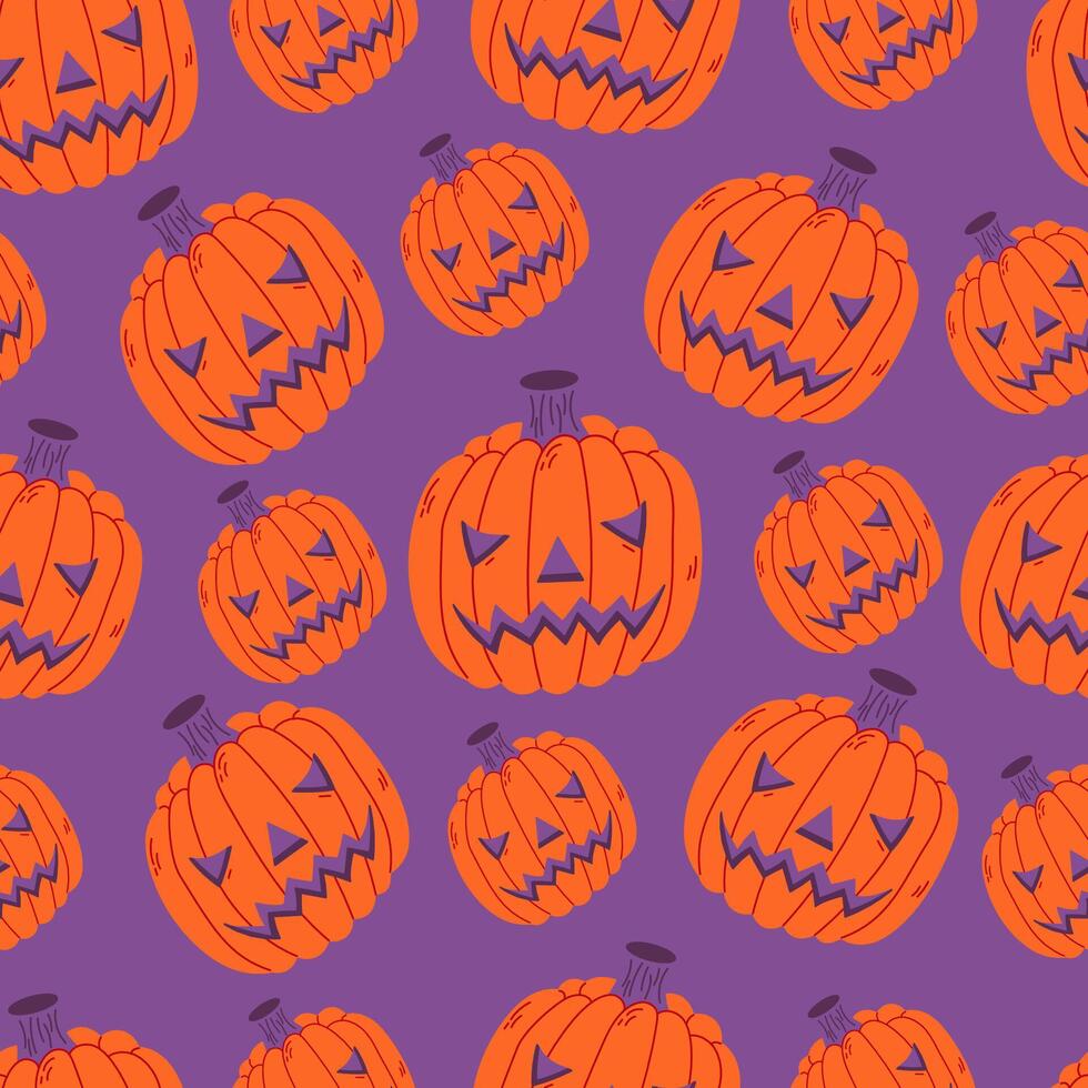 Halloween seamless pattern with pumpkin Jack's lamp. Suitable for designing textile fabrics, wrapping paper, website wallpaper, textiles, wallpaper and clothing. vector