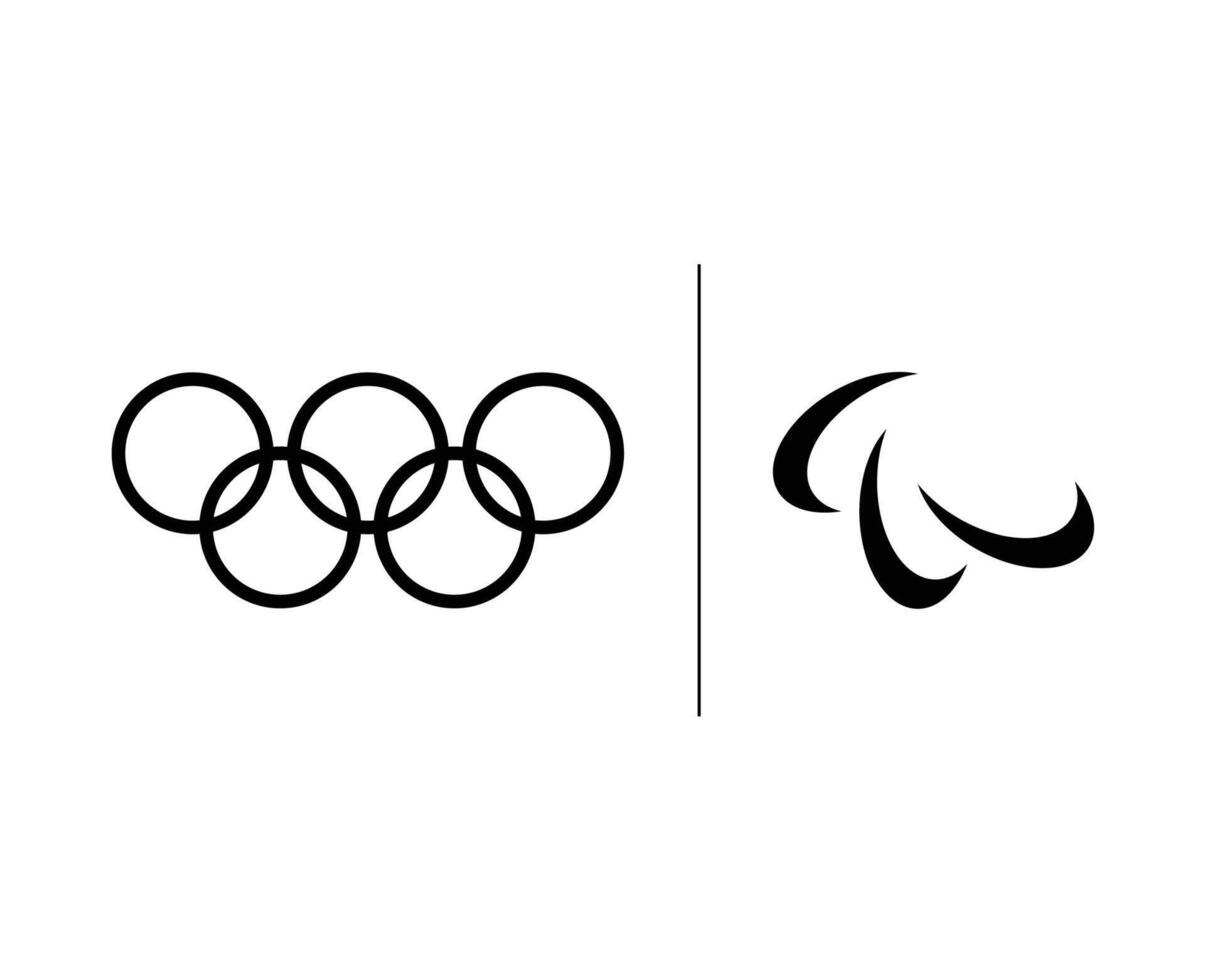 Olympics Games And Paralympics Games Official Logo Black Symbol Abstract Design Illustration vector
