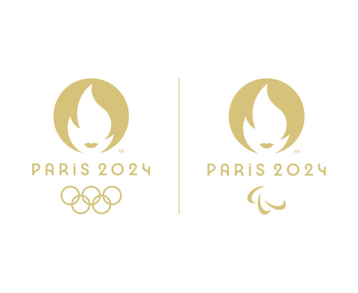 Paris 2024 Olympics Games And Paralympics Games Official Logo Brown Symbol Abstract Design Illustration vector