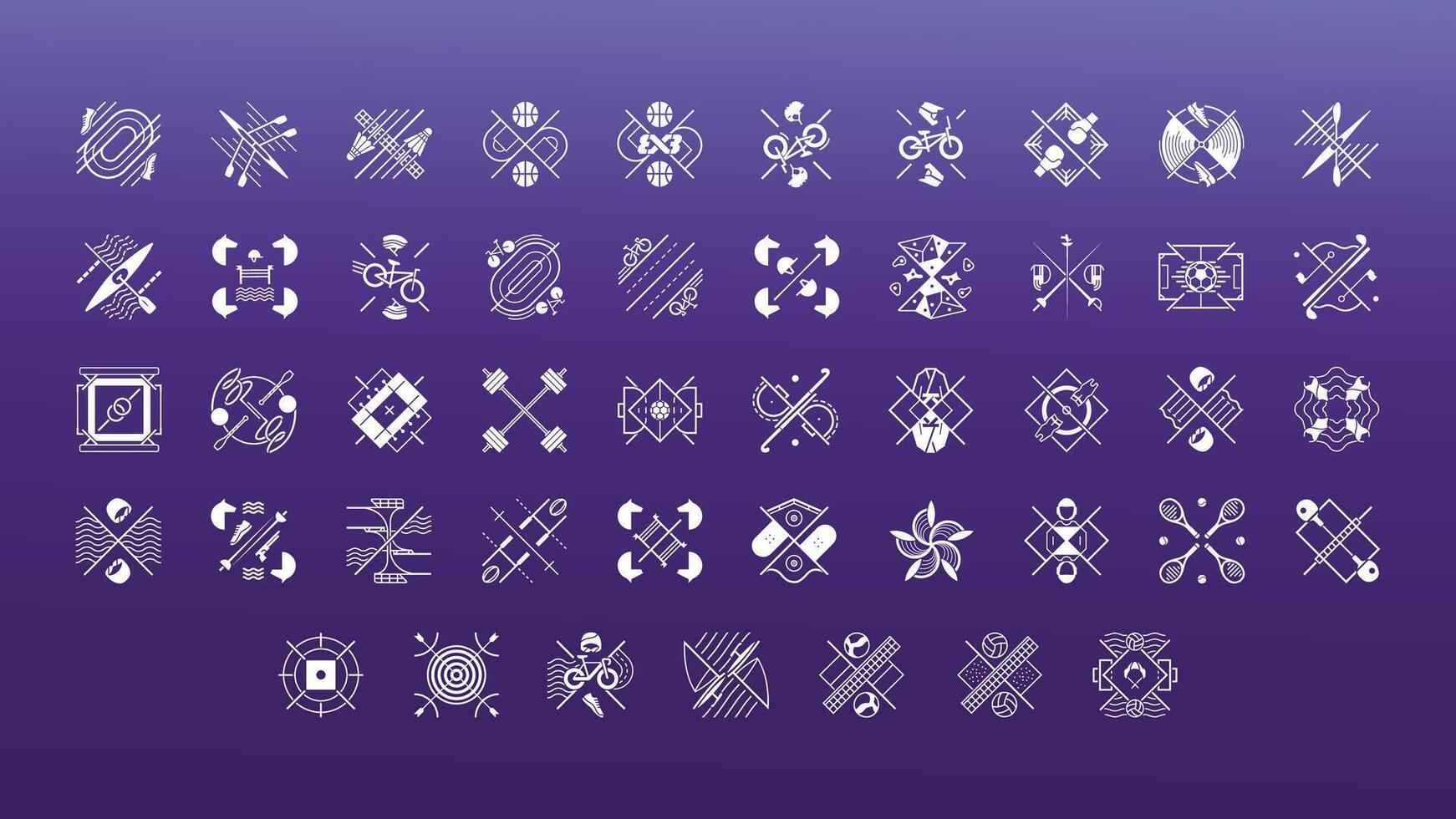 Pictogrammes Olympics Games Paris 2024 White Symbol Logo abstract design illustration With Purple Background vector