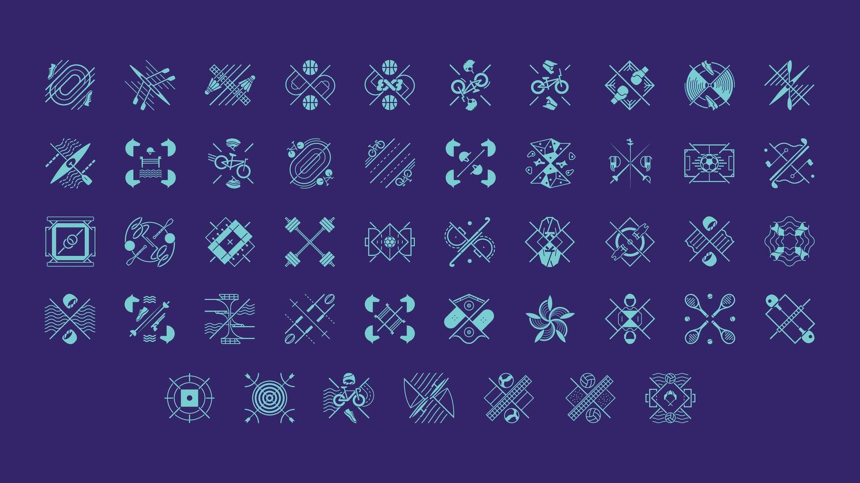 Pictogrammes Olympics Games Paris 2024 Blue Symbol Logo abstract design illustration With Purple Background vector