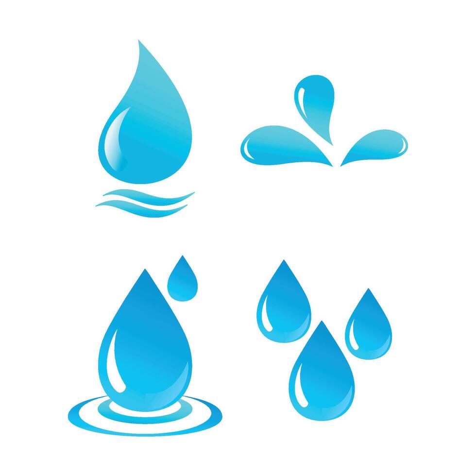 Water Icon VectorSet of blue water drop icons isolated white background illustration vector