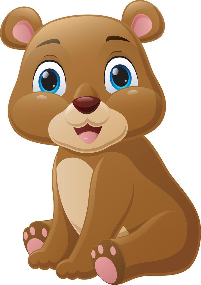 Cute little bear cartoon on white background vector