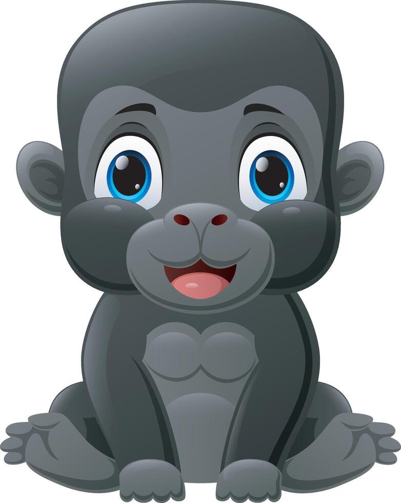 Cute baby gorilla cartoon sitting vector