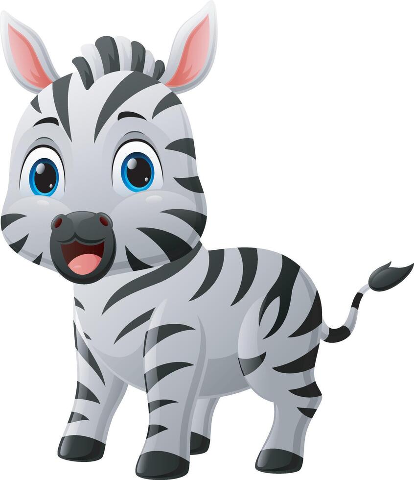 Cute baby zebra cartoon posing vector