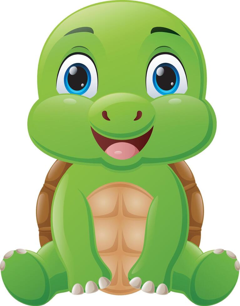 Cute baby turtle cartoon sitting vector