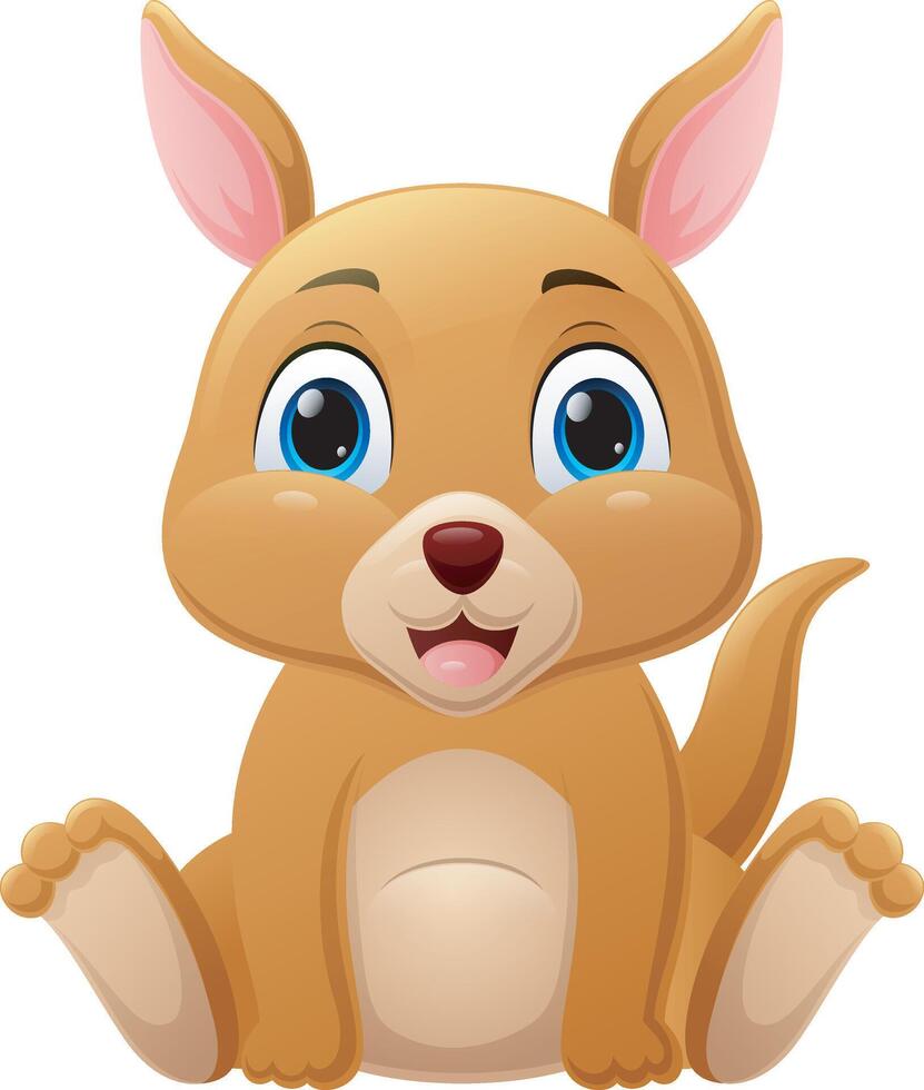 Cute little kangaroo cartoon sitting vector