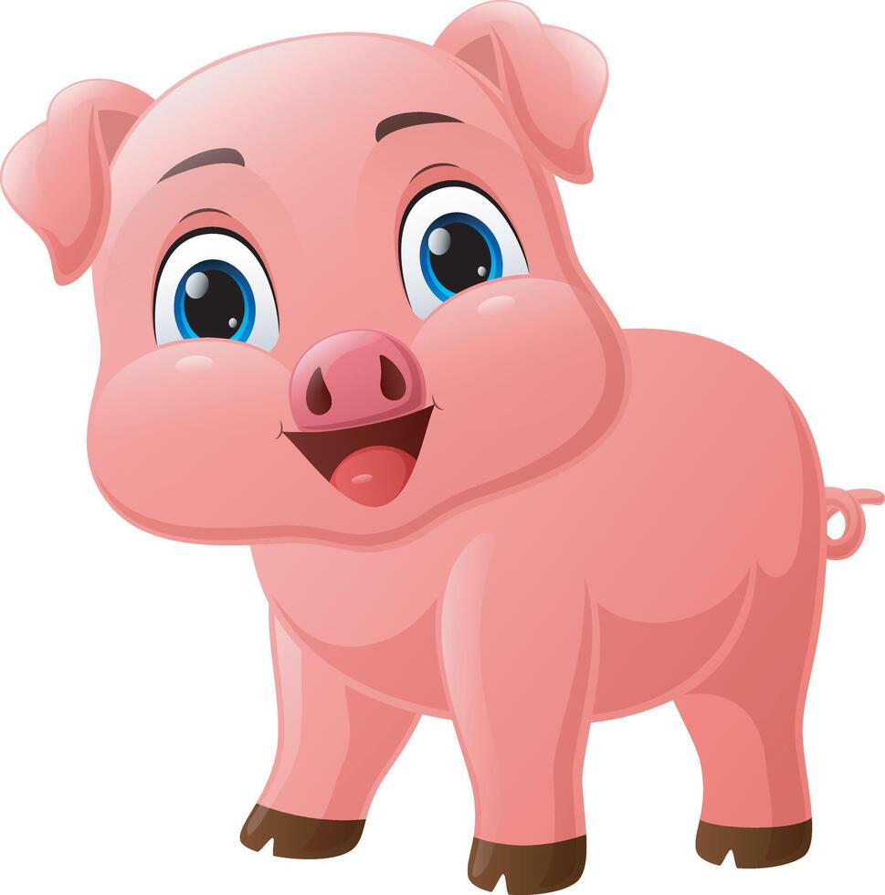 Cute pig cartoon on white background vector