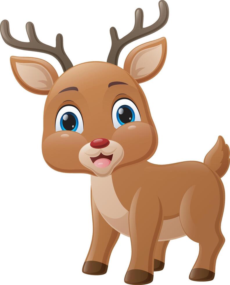 Cute baby deer cartoon on white background vector