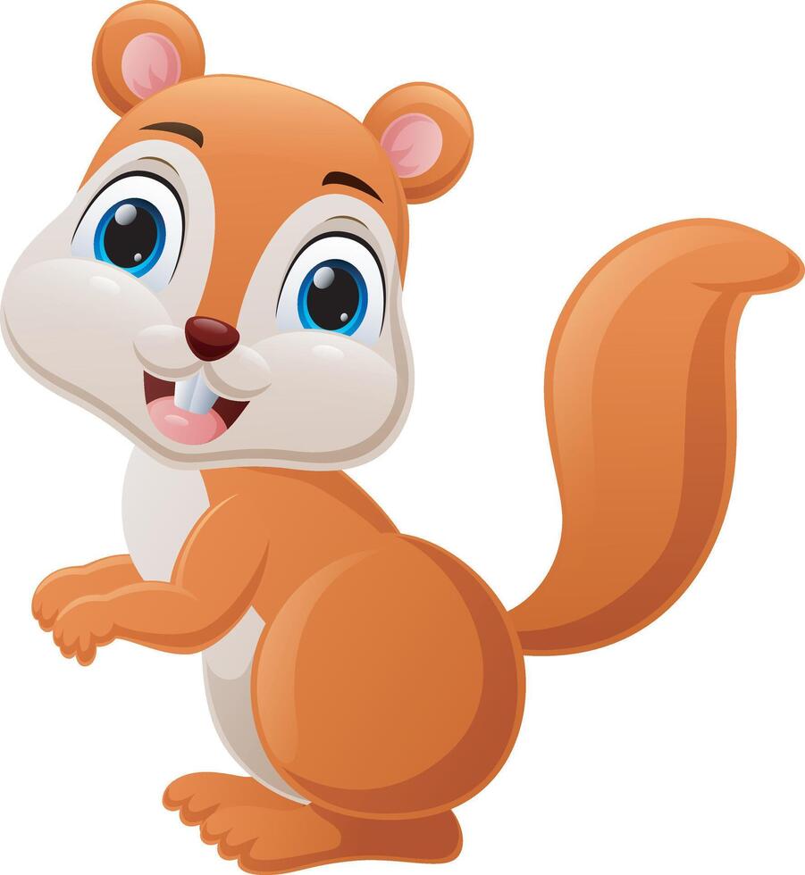 Cute squirrel cartoon on white background vector
