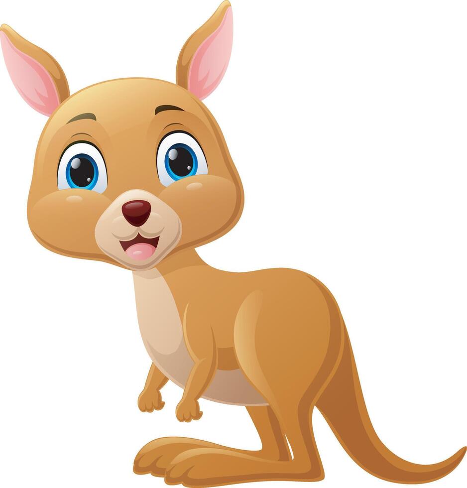 Cute little kangaroo cartoon on white background vector