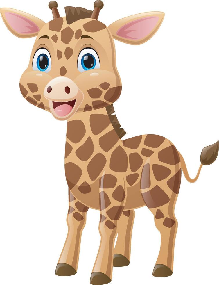 Cute little giraffe cartoon on white background vector