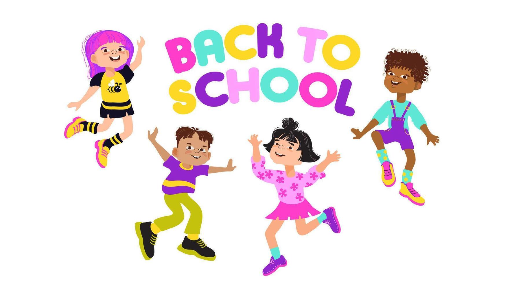 Back to school, education concept. Group of happy Kids. . vector