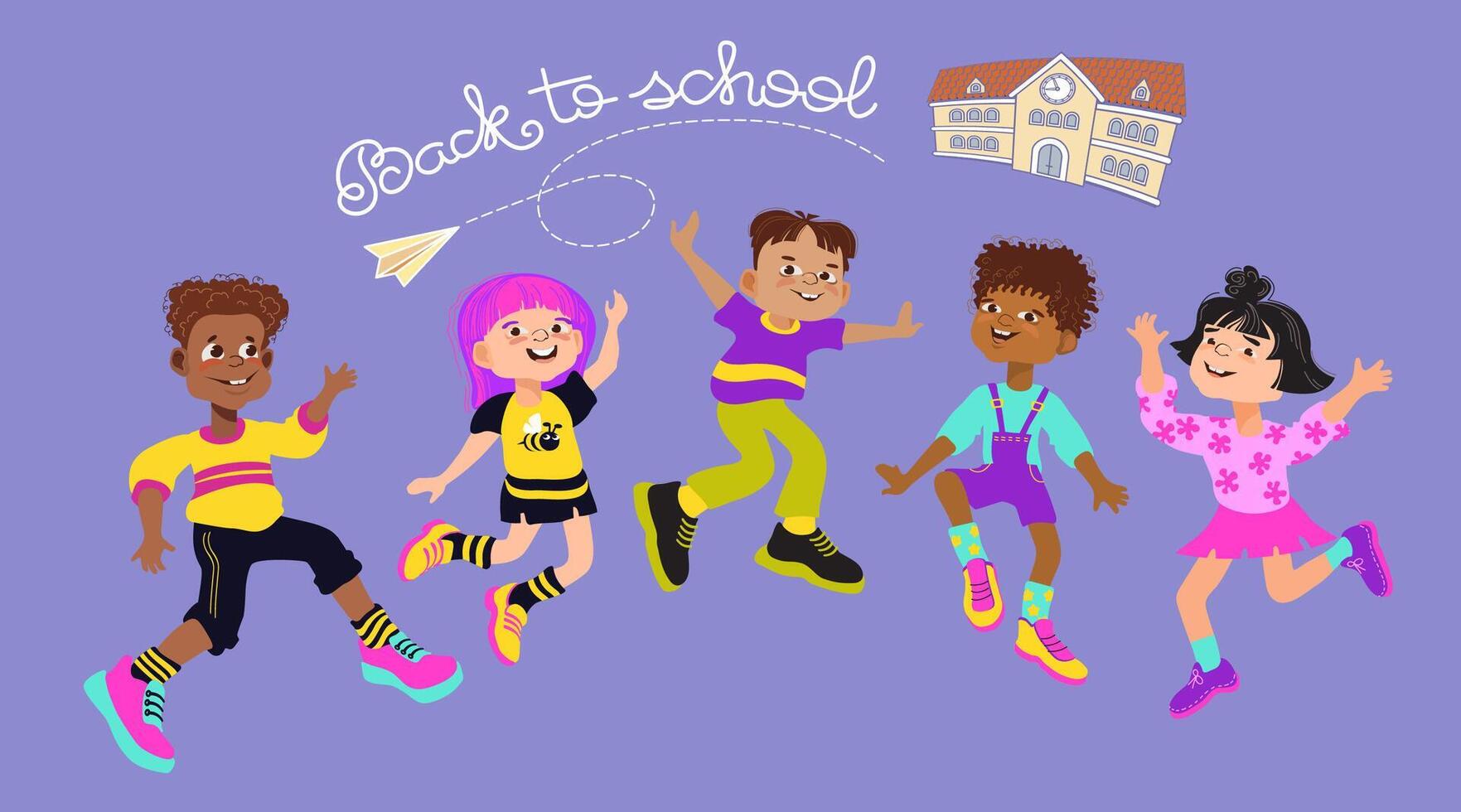 Back to school, education concept. Group of happy Kids. . vector