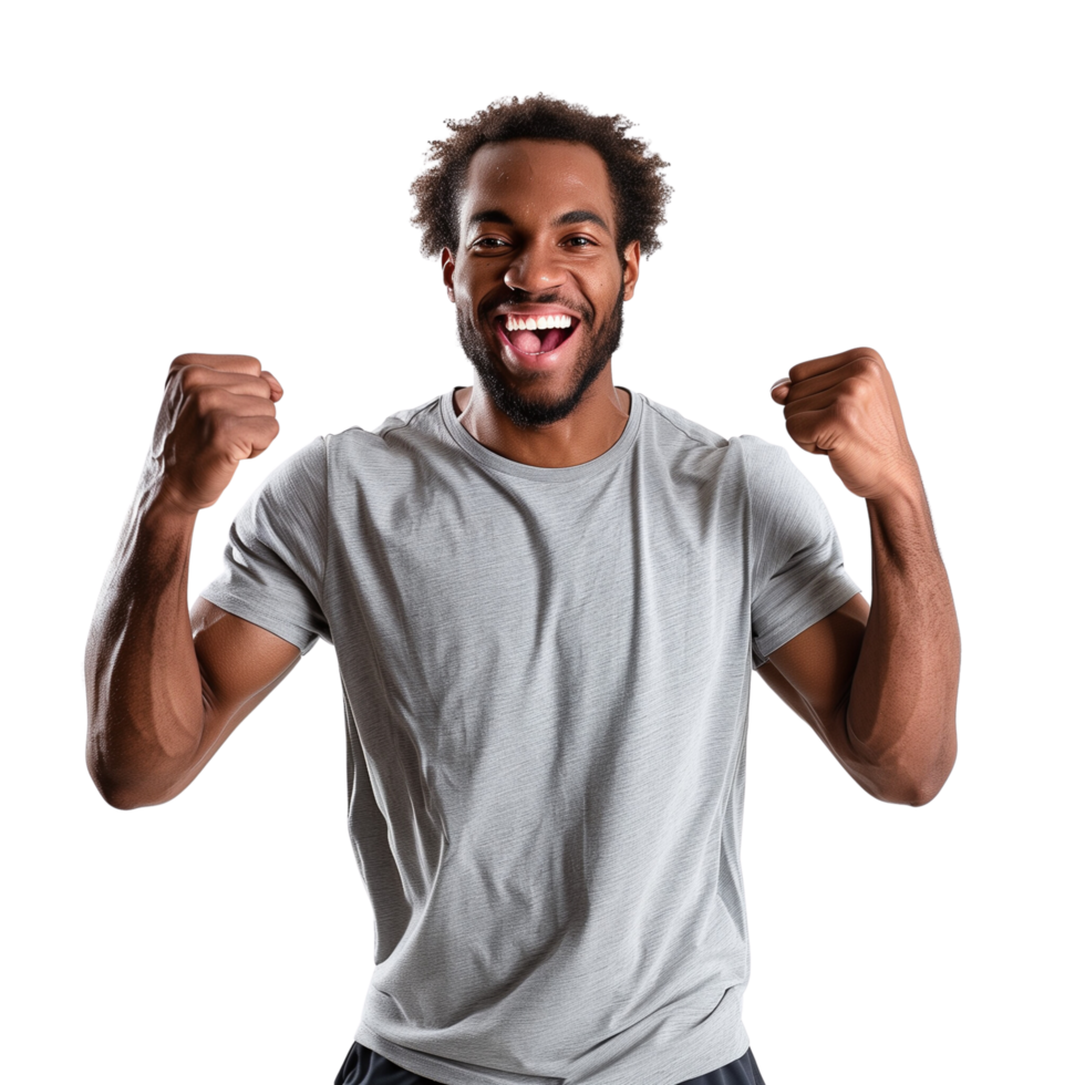 A happy athlete isolated on a transparent background, showing a joyful expression png