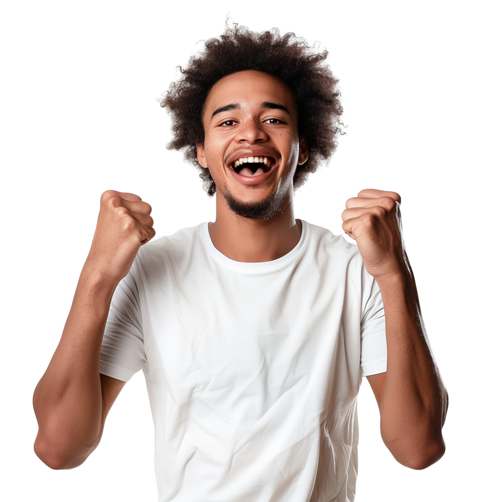 A happy athlete isolated on a transparent background, showing a joyful expression png